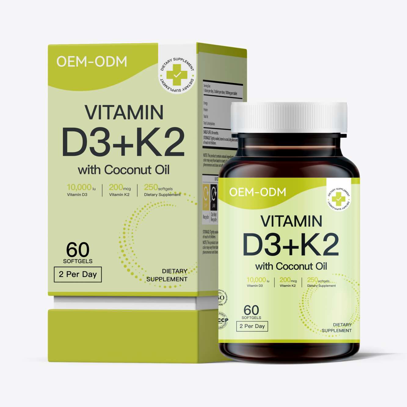 Services OEM pour les suppléments de vitamine D3 + K2
   
